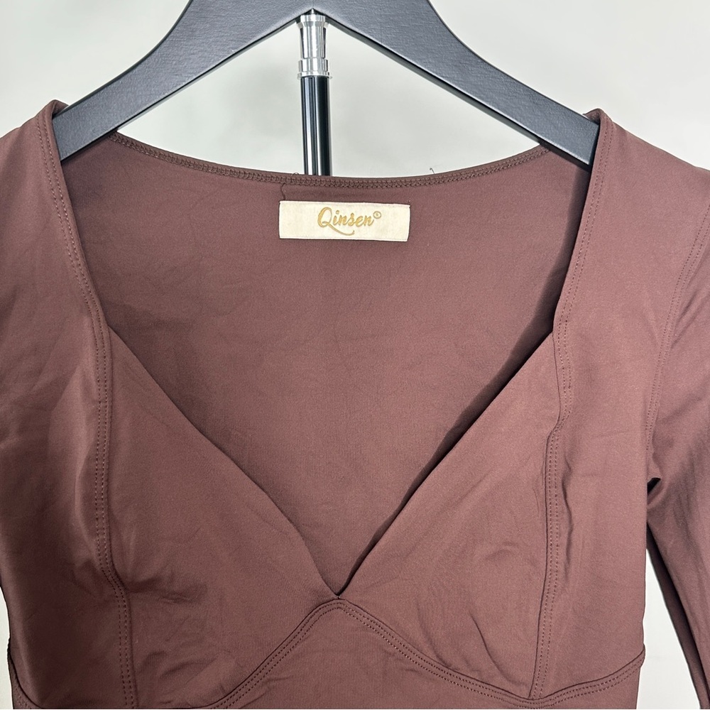Deep Brown Long Sleeve Bodysuit - Picture 4 of 6